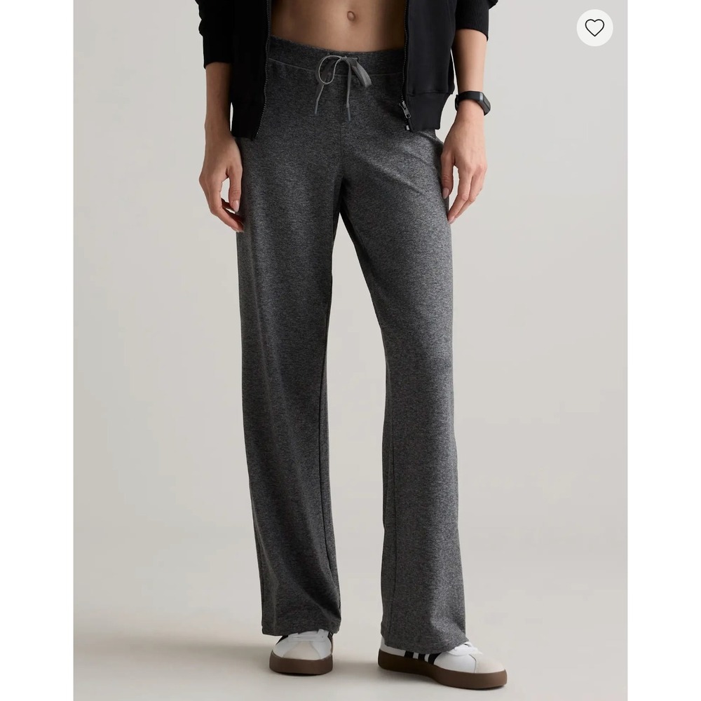 Quince Flowknit Wide Leg Lounge Pants Heather Gray Drawstring Elastic Waist S